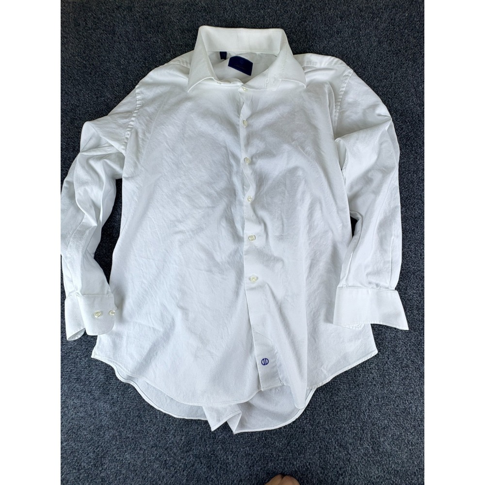 David‎ Donahue Dress Shirt Mens 34-35 White Cotton Business Formal Button Up